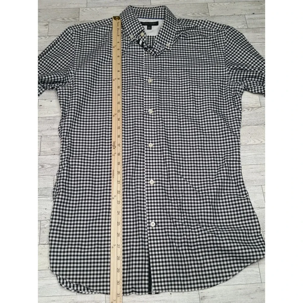 Banana Republic Button Down Plaid Shirt Dress Slim Fit Non Iron Long Sleeve Sz L